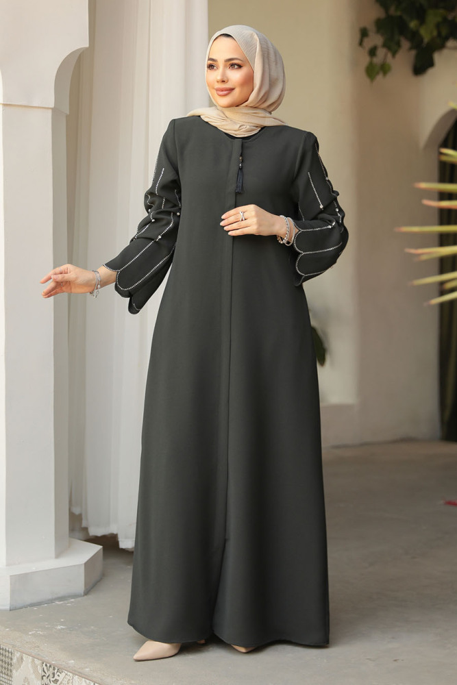 Modest Dark Petrol Green Dubai Abaya 2634KPY - 1