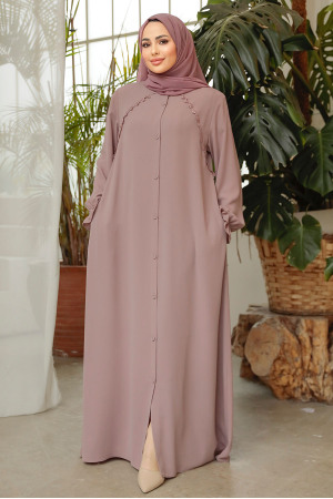 Modest Dark Powder Pink Plus Size Abaya 45275KPD - 1