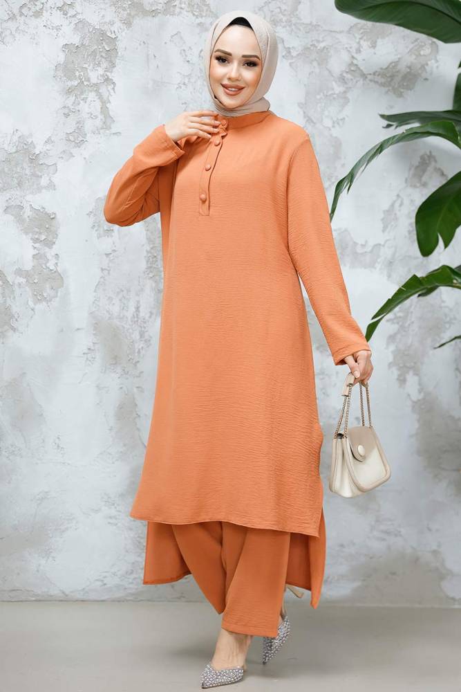 Modest Dark Salmon Pink Dual Suit 10102KSMN - 3