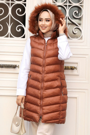 Modest Dark Sunuff Colored İnflatable Vest 80171KTB - 1