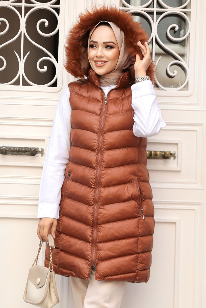 Modest Dark Sunuff Colored İnflatable Vest 80171KTB - 1