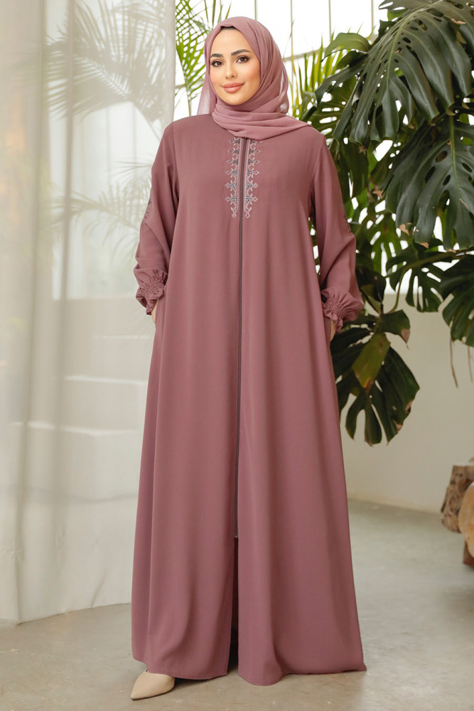 Modest Dusty Rose Abaya 45274GK - 1