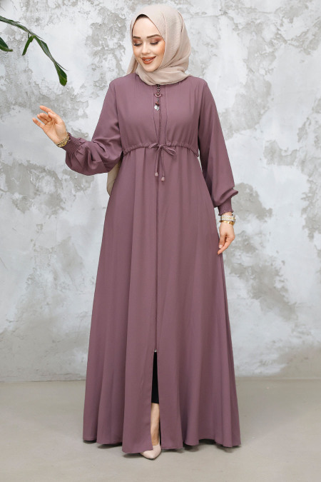 Modest Dusty Rose Abaya For Women 81291GK - 3