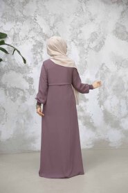 Modest Dusty Rose Abaya For Women 81291GK - 4