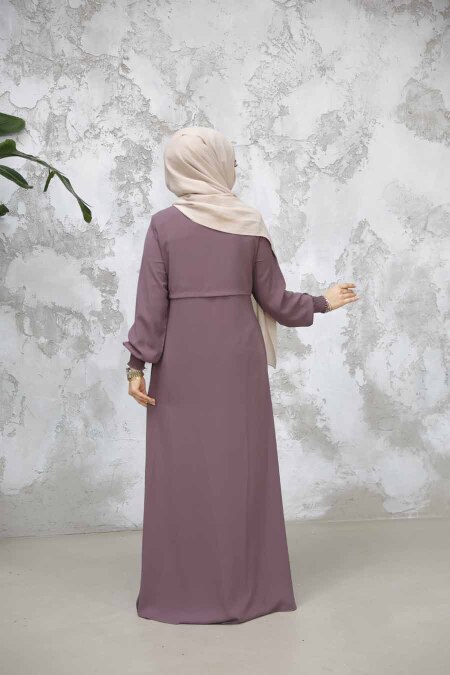 Modest Dusty Rose Abaya For Women 81291GK - 4