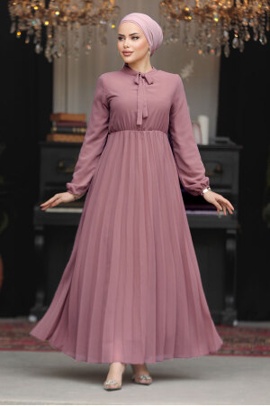 Modest Dusty Rose Chiffon Maxi Dresses 50351GK - 1