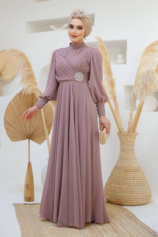 Modest Dusty Rose Engagement Dress 45221GK - 3