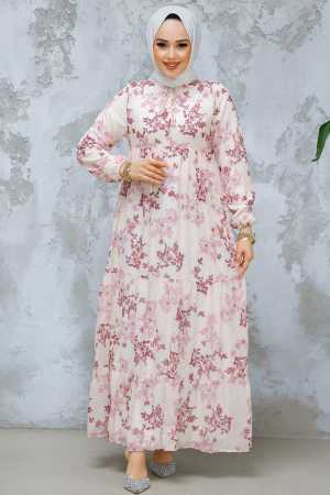 Modest Dusty Rose Floral Maxi Dress 22054GK - 1