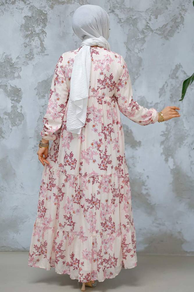 Modest Dusty Rose Floral Maxi Dress 22054GK - 3