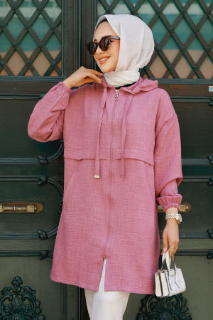 Modest Dusty Rose For Women Coat 6686GK - 1