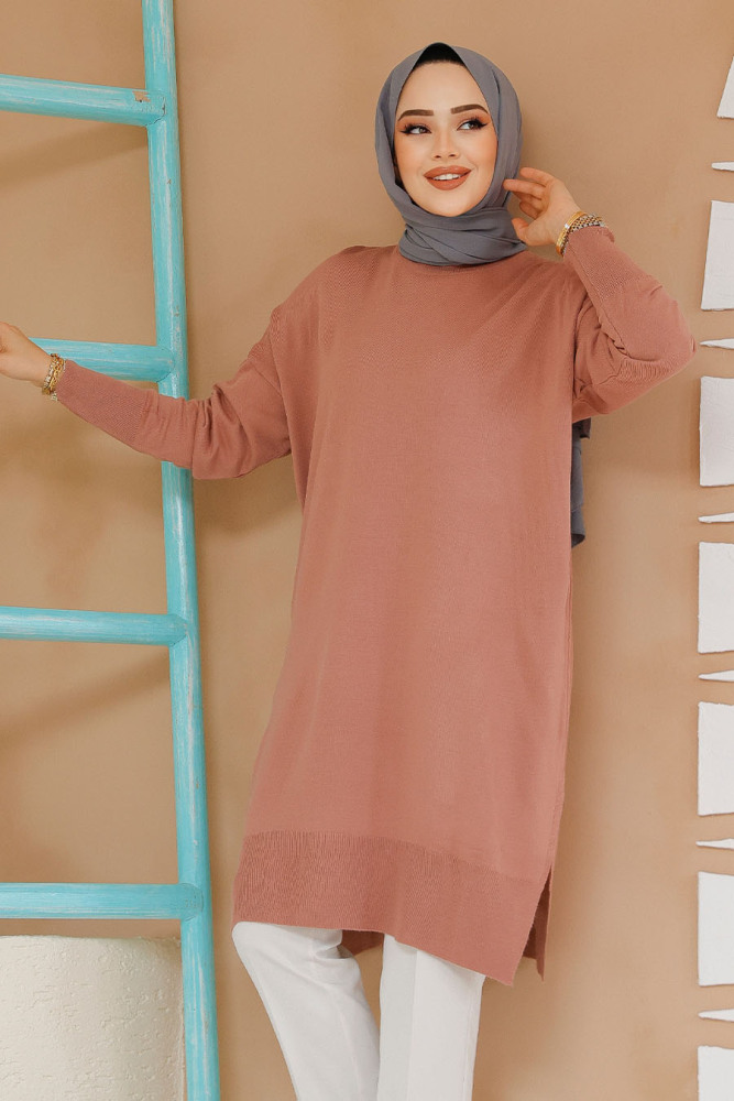 Modest Dusty Rose Knitwear Jumper Top 17203GK - 2