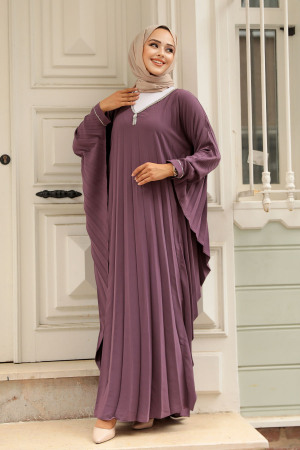 Modest Dusty Rose Long Dress 330068GK - 2