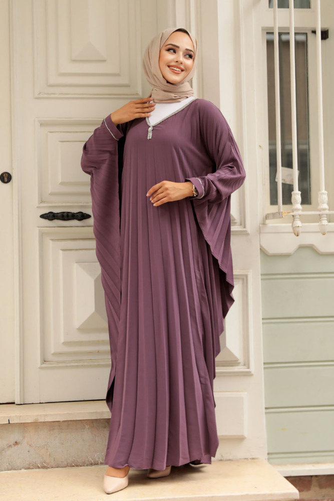 Modest Dusty Rose Long Dress 330068GK - 2