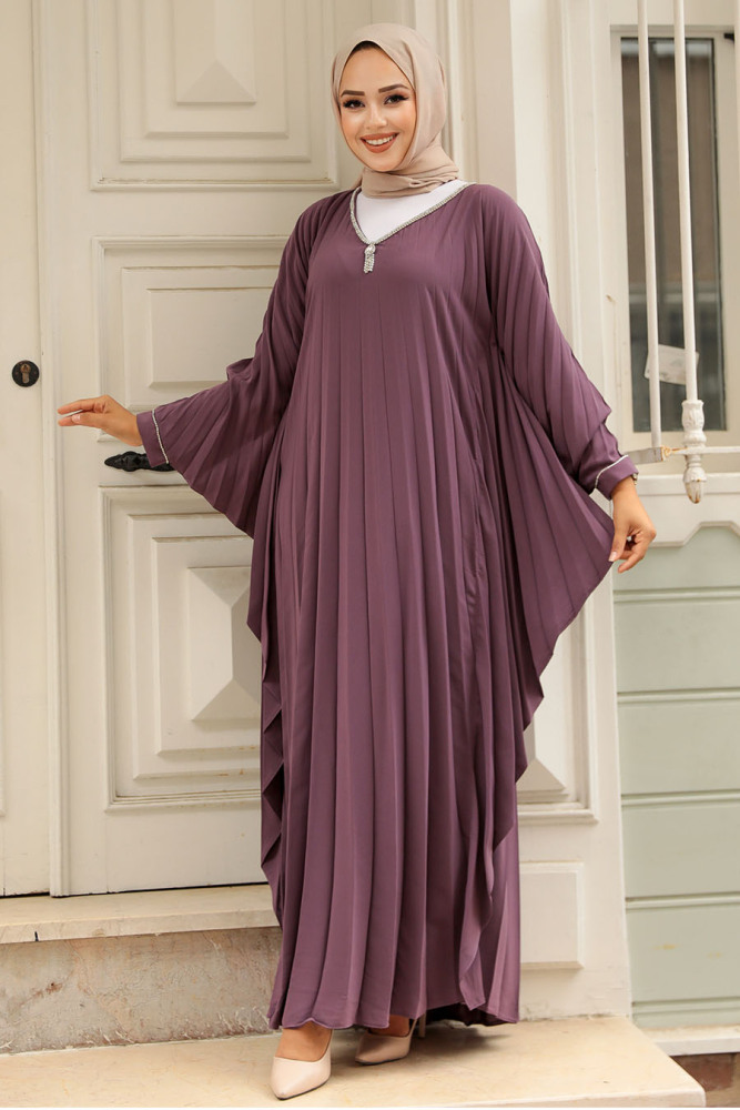 Modest Dusty Rose Long Dress 330068GK - 1