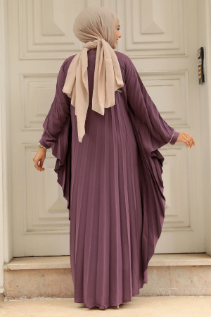 Modest Dusty Rose Long Dress 330068GK - 3
