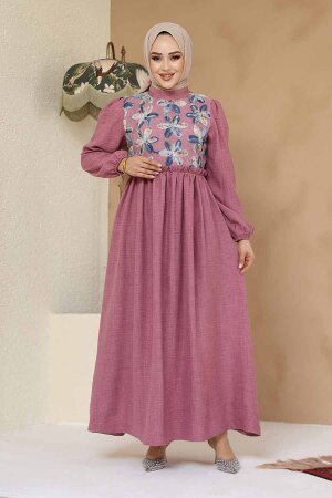 Modest Dusty Rose Long Dress 45741GK - 2
