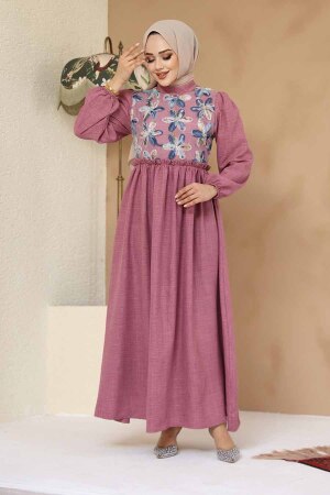 Modest Dusty Rose Long Dress 45741GK - 1