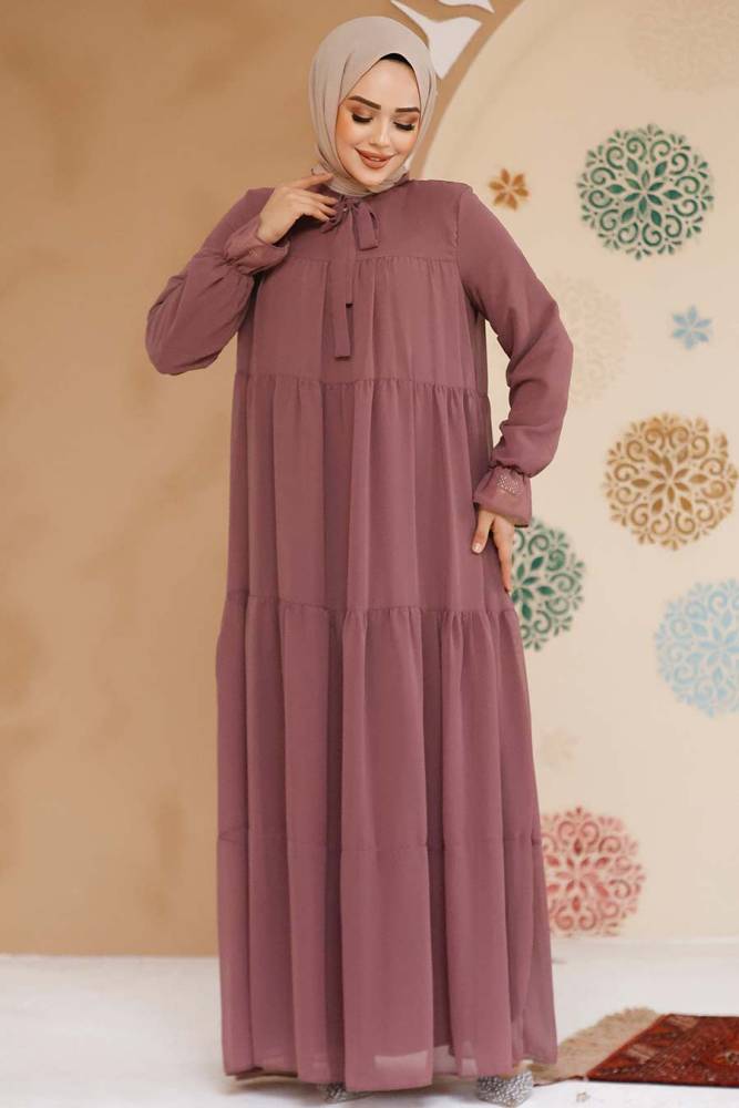 Modest Dusty Rose Maxi Dress 23601GK - 2