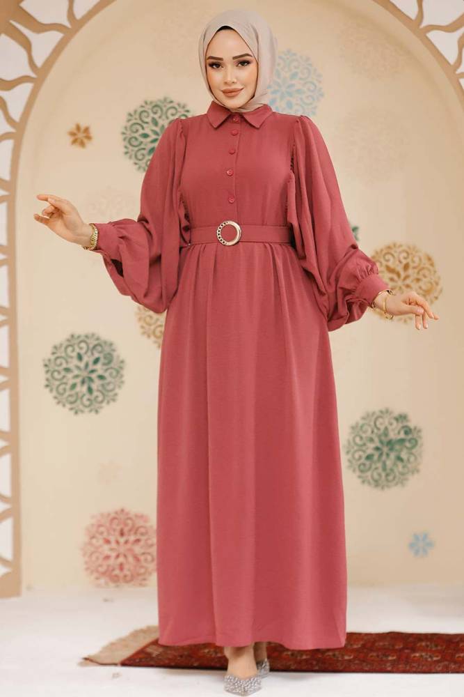 Modest Dusty Rose Pastel Dress 60140GK - 1