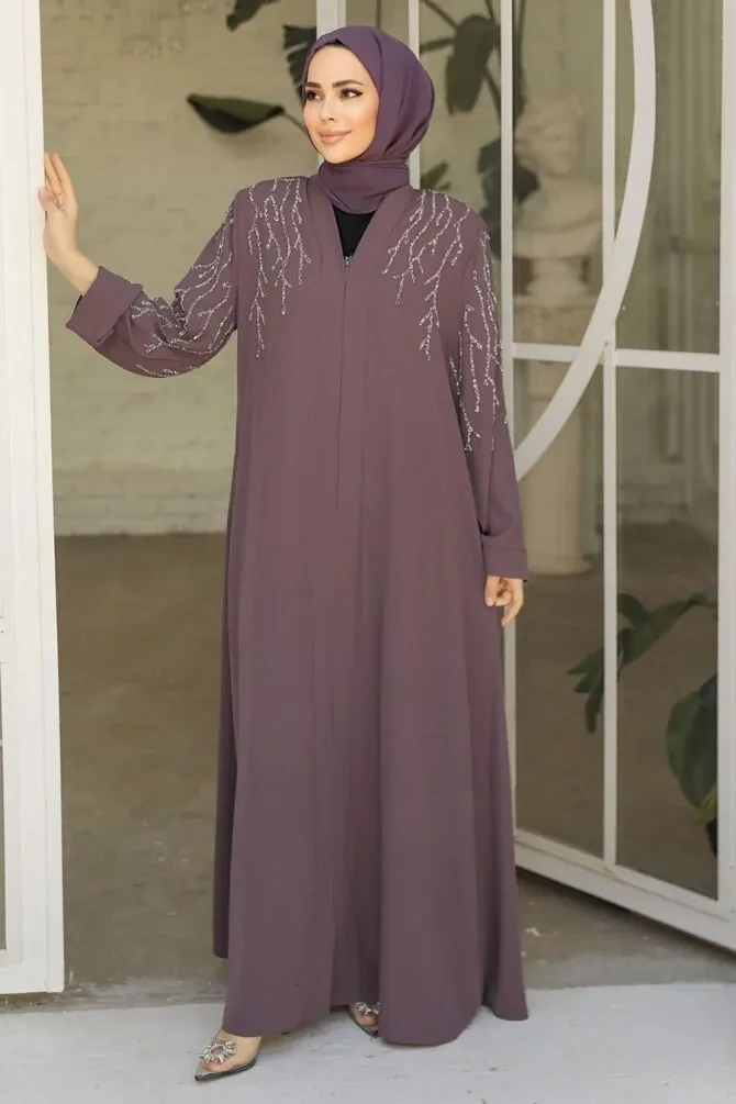 Modest Dusty Rose Plus Size Abaya 29110GK - 1