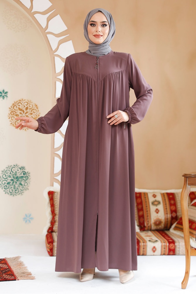 Modest Dusty Rose Plus Size Abaya 45285GK - 2