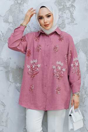 Modest Dusty Rose Shirt Tunic 45270GK - 1