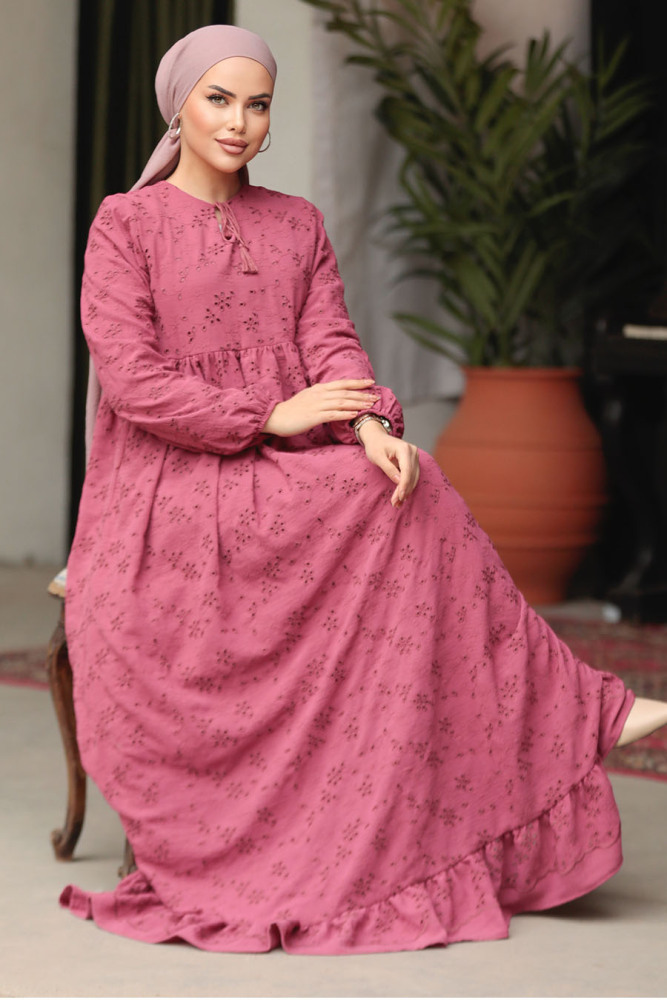 Modest Dusty Rose Summer Dress 23201GK - 1