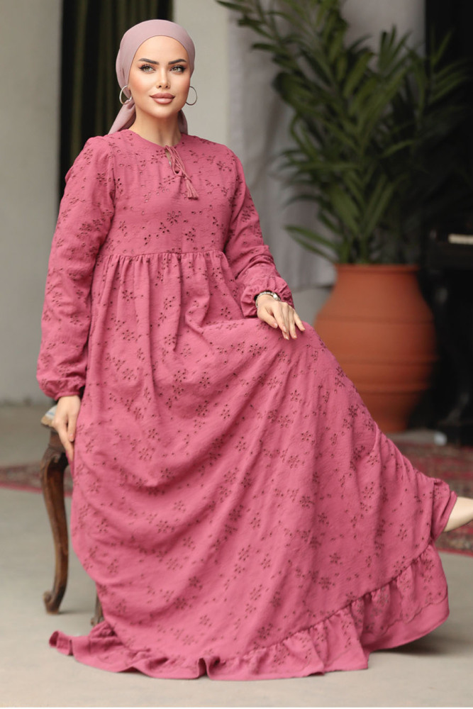 Modest Dusty Rose Summer Dress 23201GK - 2