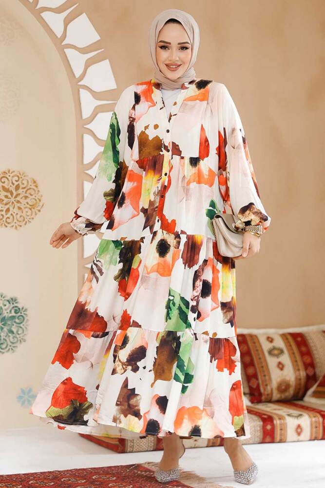Modest Ecru Eid Dress 24057E - 2