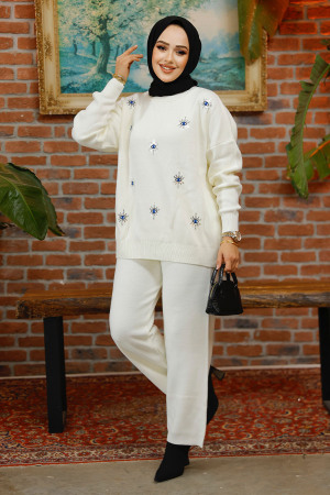 Modest Ecru Knitwear Dual Suit 955901E - 1