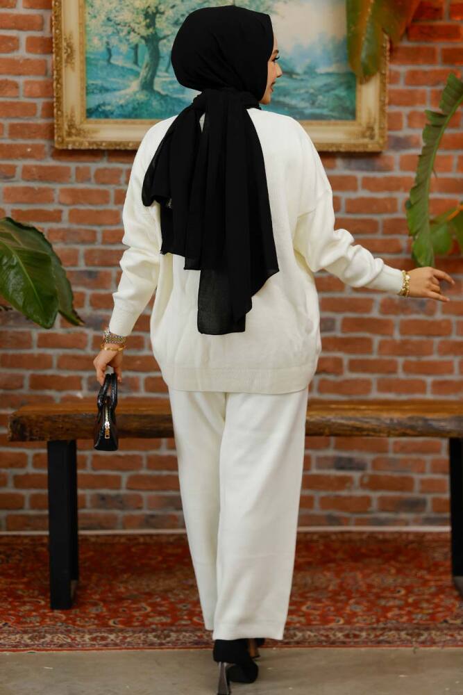 Modest Ecru Knitwear Dual Suit 955901E - 3