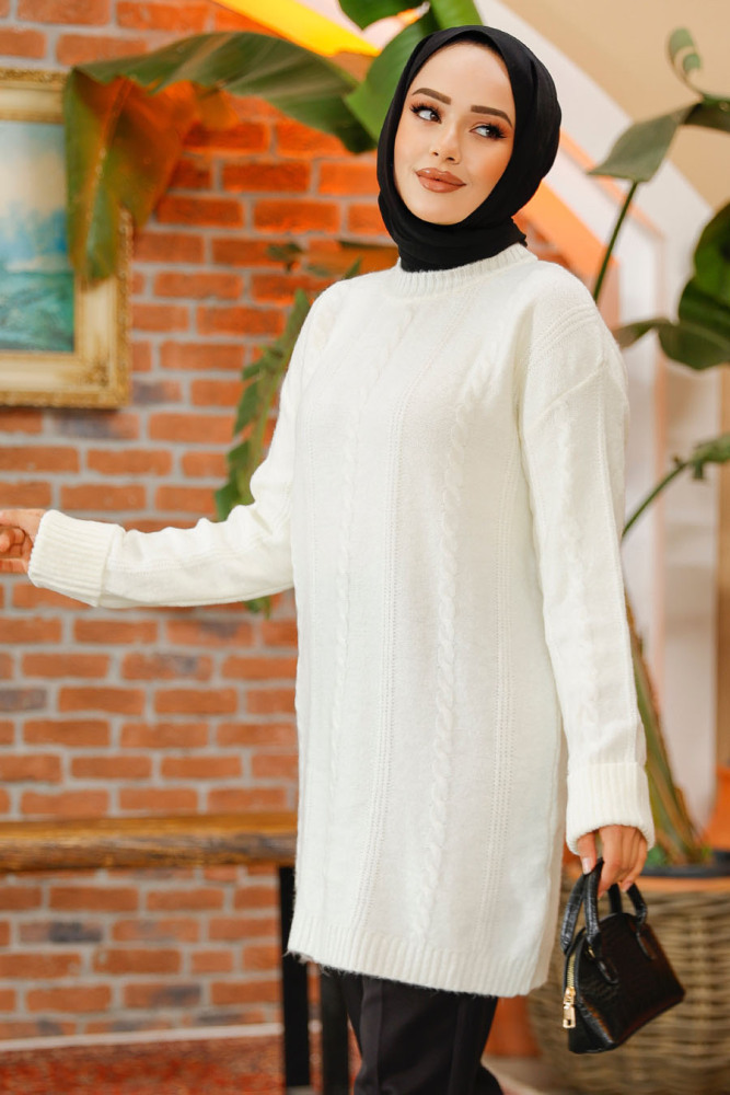 Modest Ecru Knitwear Jumper Top 20051E - 1