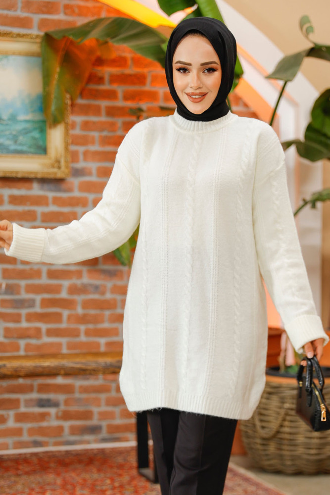 Modest Ecru Knitwear Jumper Top 20051E - 2