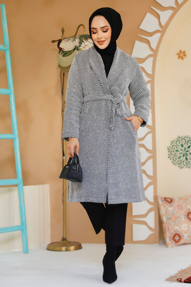 Modest Ecru Stamp Coat 60012E - 2