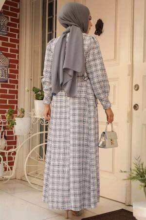 Modest Ecru Tweed Dress 61291E - 3
