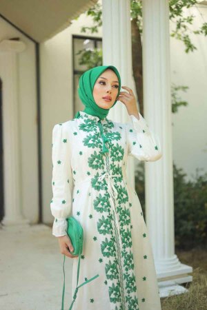 Modest Emerald Green Eid Dress 13503ZY - 3