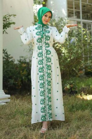 Modest Emerald Green Eid Dress 13503ZY - 2