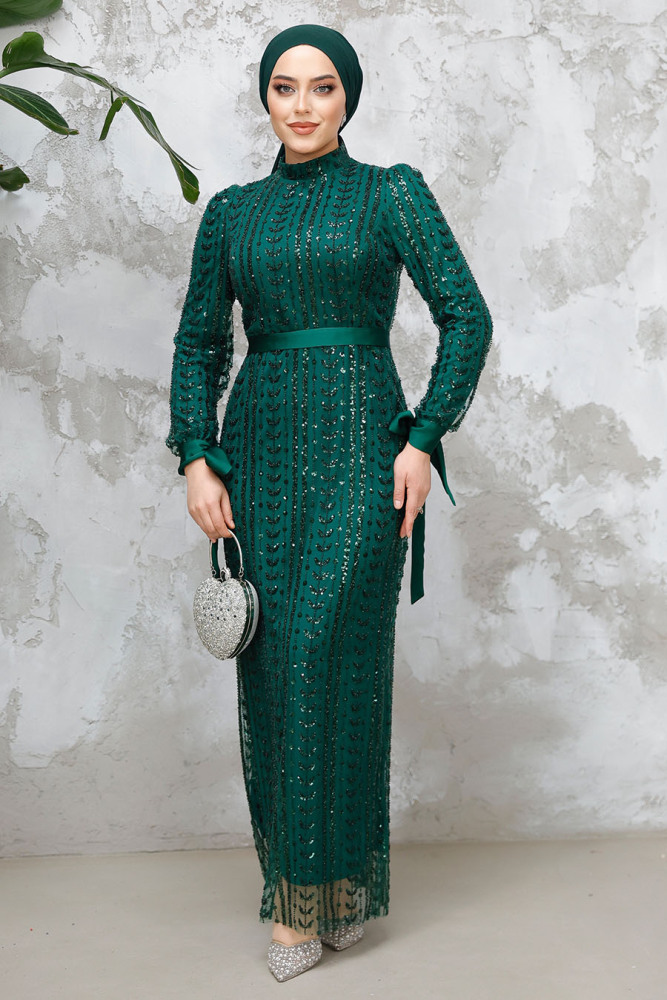 Modest Emerald Green Engagement Gown 4891ZY - 1