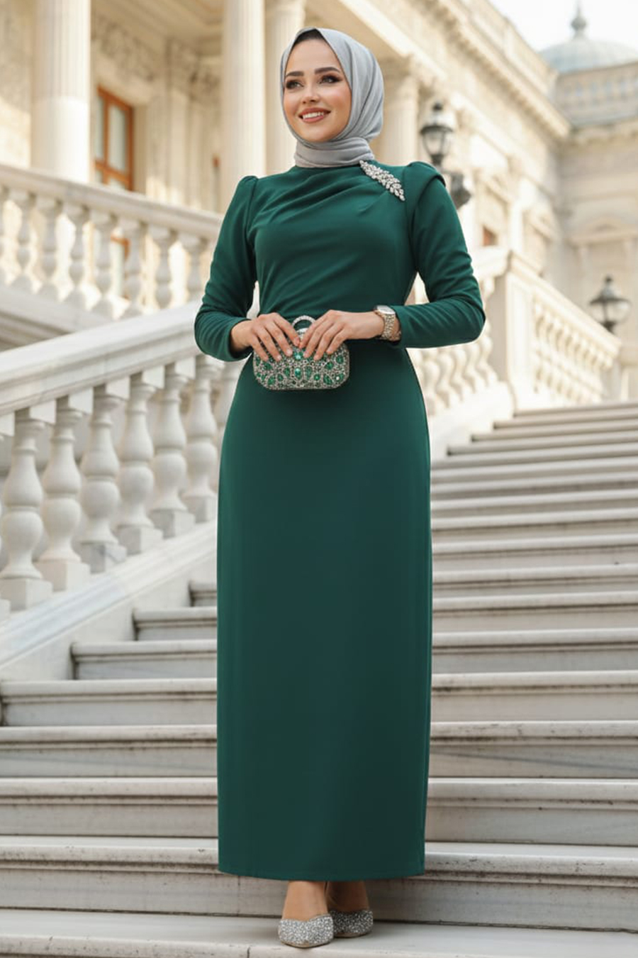 Modest Emerald Green Evening Dress 30014ZY - Neva-style.com