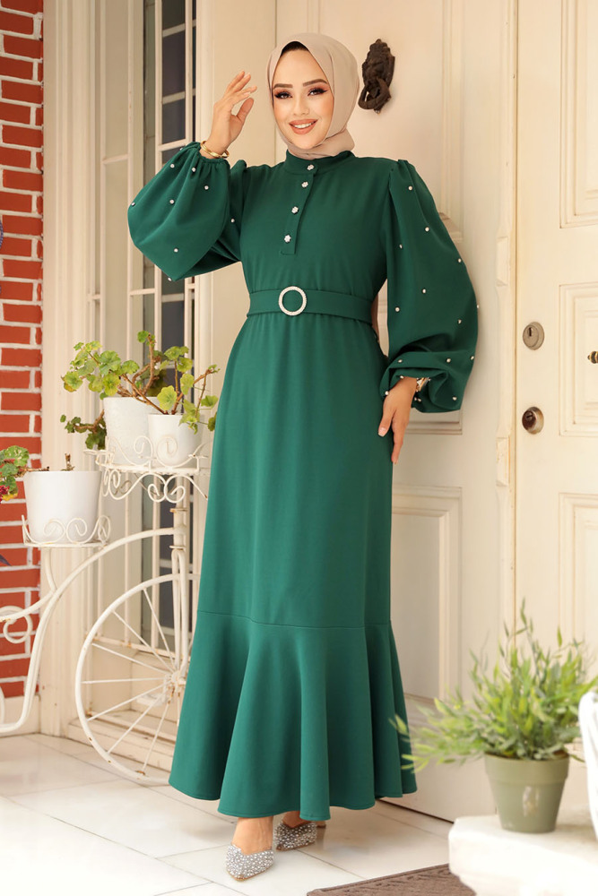 Modest Emerald Green Evening Dress 30022ZY - 1