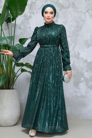 Modest Emerald Green Evening Gown With Long Sleeve 44961ZY - 1