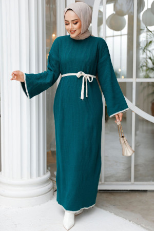 Modest Emerald Green Knitwear Dress 34201ZY - 2