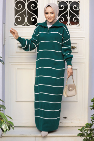Modest Emerald Green Knitwear Dress 65905ZY - 2