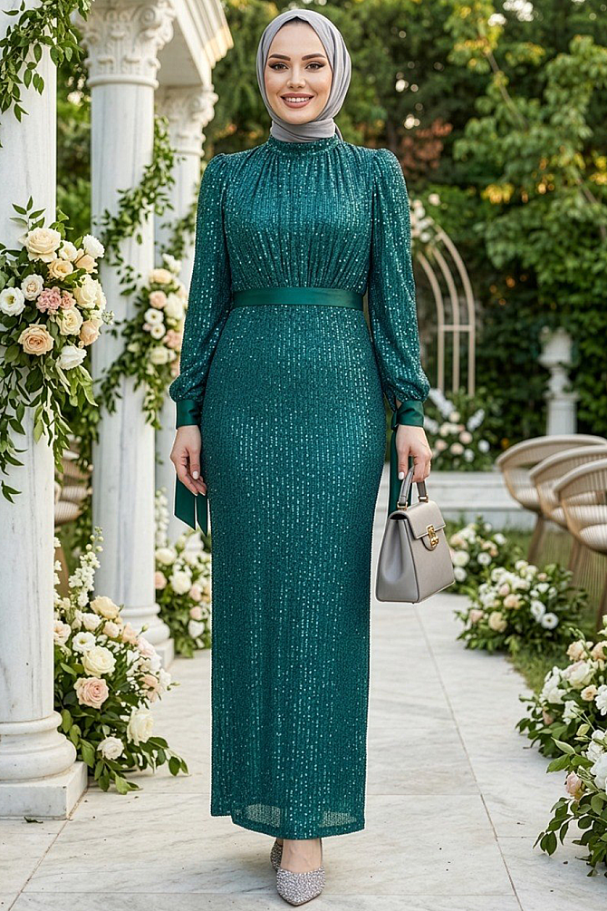 Modest Emerald Green Prom Dress 4667ZY - 1