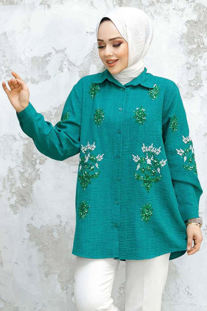 Modest Emerald Green Shirt Tunic 45270ZY - 2