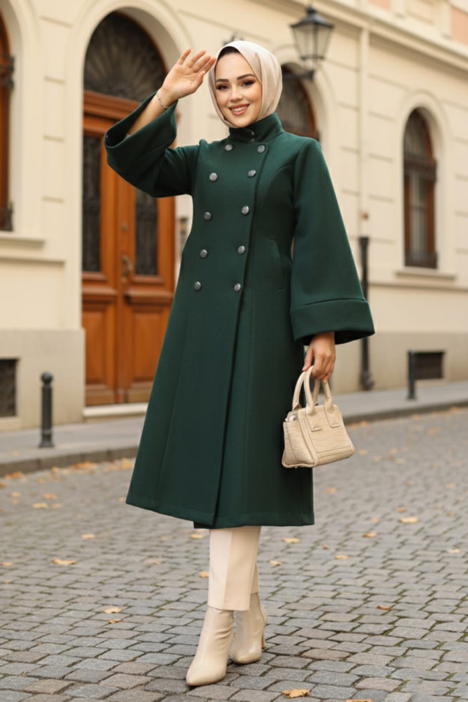 Modest Emerald Green Stamp Coat 61112ZY - 1