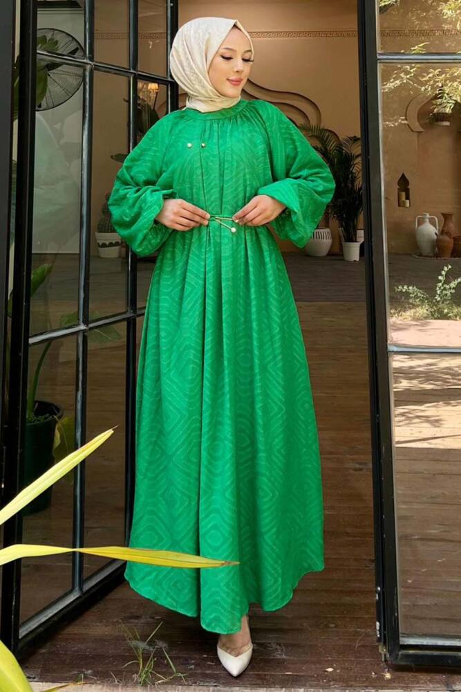 Modest Emerald Green Summer Dress 14291ZY - 3