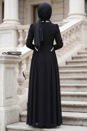Modest Evening Dress - Kuyruklu Black Modest Evening Dress 4868S - 2