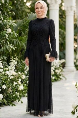 Modest Evening Dress - Lace Black Modest Evening Dress 56561S - 1