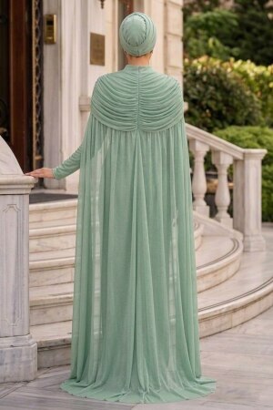 Modest Evening Dress - Pelerinli Mint Modest Evening Dress 56501MINT - 2